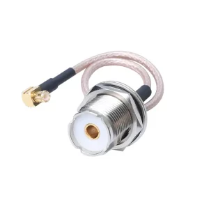 Newtide CN6801 waterproof UHF jack to right angle MCX plug RF cable assembly for RG-316 cable (L: 150mm), suitable for wireless communications and GPS.