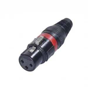 Newtide XPC1501B-3P 3-pole XLR female cable connector with black-plated housing, locking latch, and black strain relief boot.
