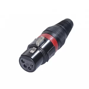 Newtide XPC1501B-5P 5-pole XLR female cable connector with black-plated housing, locking latch, and black strain relief boot.