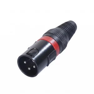 Newtide XPC1601B-3P 3-pole XLR male cable connector with black-plated housing and black strain relief boot.