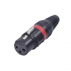 Newtide XPT1122-3P 3-pole XLR female cable connector with thermoplastic housing, locking latch, and black strain relief boot.