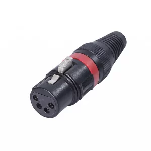 Newtide XPT1122-4P 4-pole XLR female cable connector with thermoplastic housing, locking latch, and black strain relief boot.