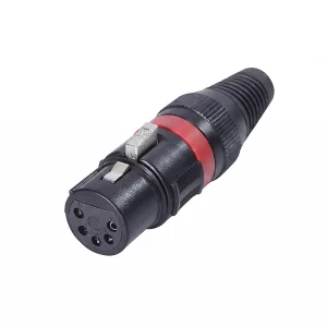Newtide XPT1122-5P 5-pole XLR female cable connector with thermoplastic housing, locking latch, and black strain relief boot.