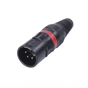 Newtide XPT1132-4P 4-pole XLR male cable connector with thermoplastic housing and black strain relief boot.