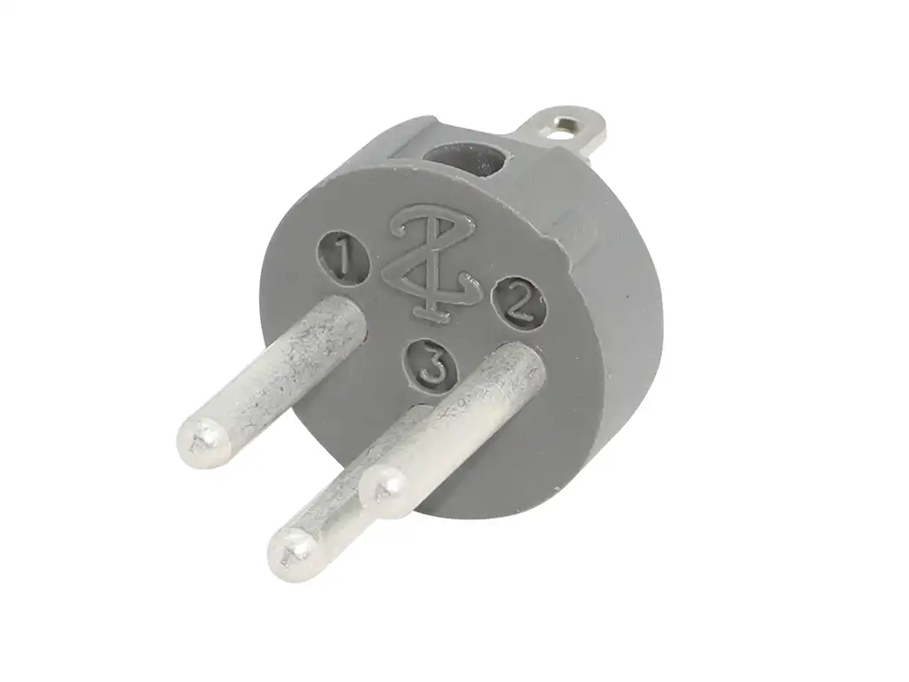 Newtide XR1060-S 3-pole XLR male insert module with gray thermoplastic housing for OEM audio integration.