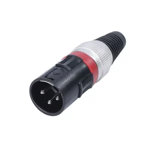 Newtide XR1132-3P 3-pole XLR male cable connector with thermoplastic housing and black strain relief boot.