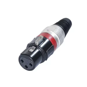 Newtide XR1501B-3P 3-pole XLR female cable connector with black-plated housing, locking latch, and black strain relief boot.