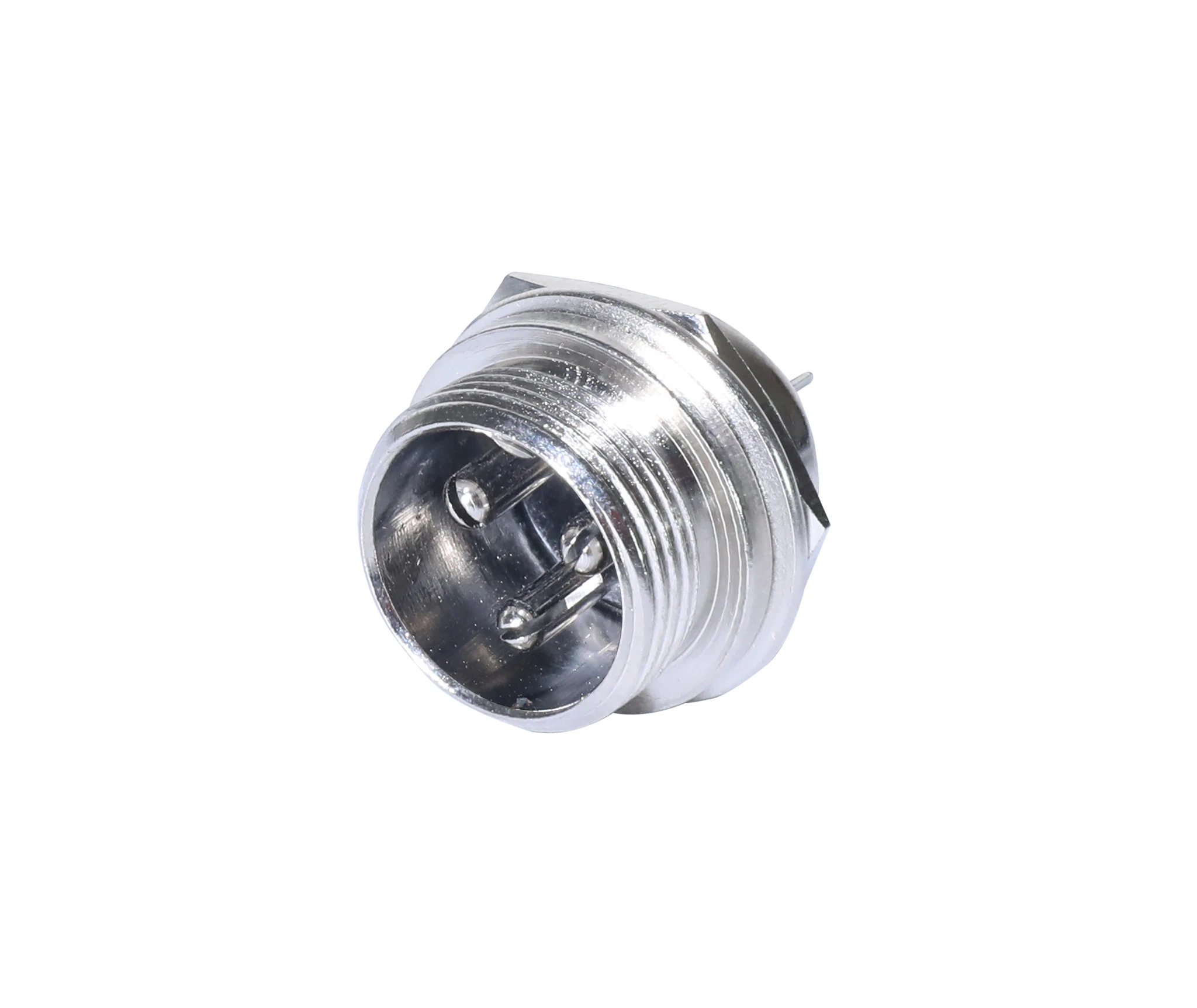 Newtide CB0710-3P 3-pole CB style male chassis connector with nickel-plated metal housing.