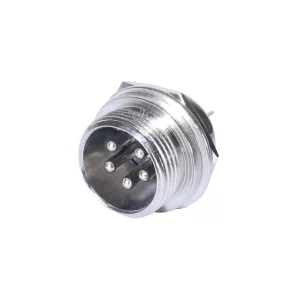 Newtide CB0710-5P 5-pole CB style male chassis connector with nickel-plated metal housing.