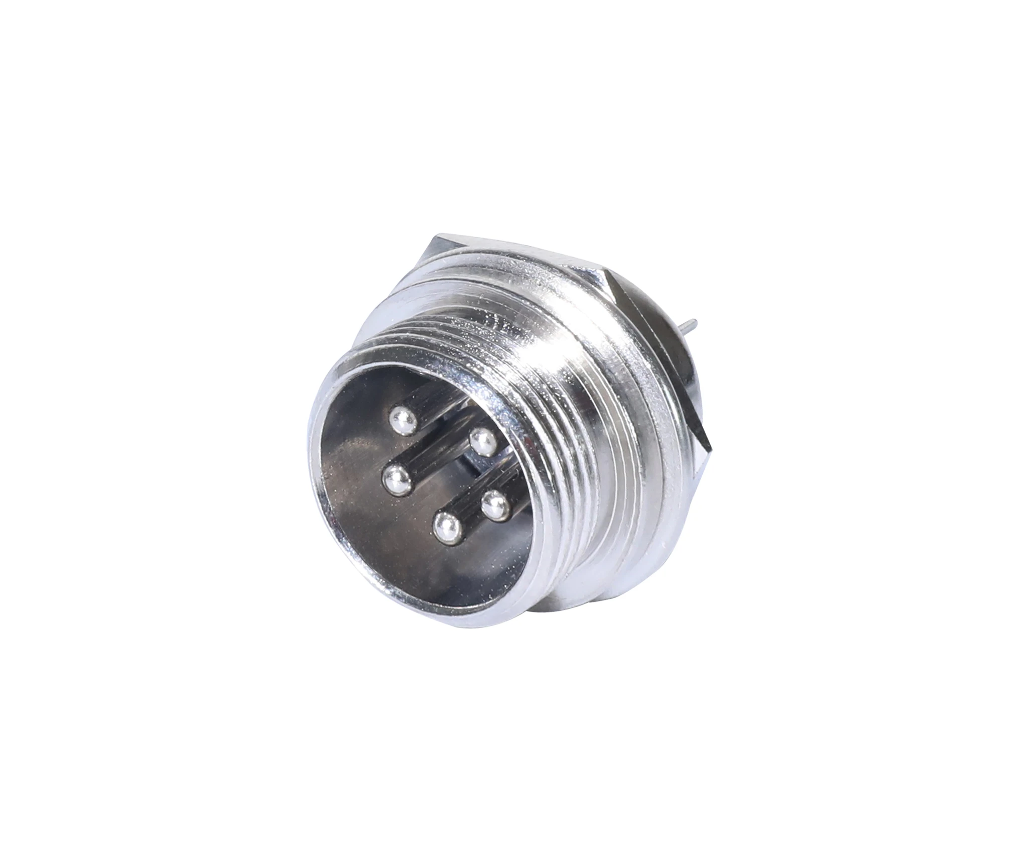 Newtide CB0710-5P 5-pole CB style male chassis connector with nickel-plated metal housing.