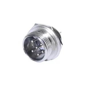 Newtide CB0710-6P 6-pole CB style male chassis connector with nickel-plated metal housing.