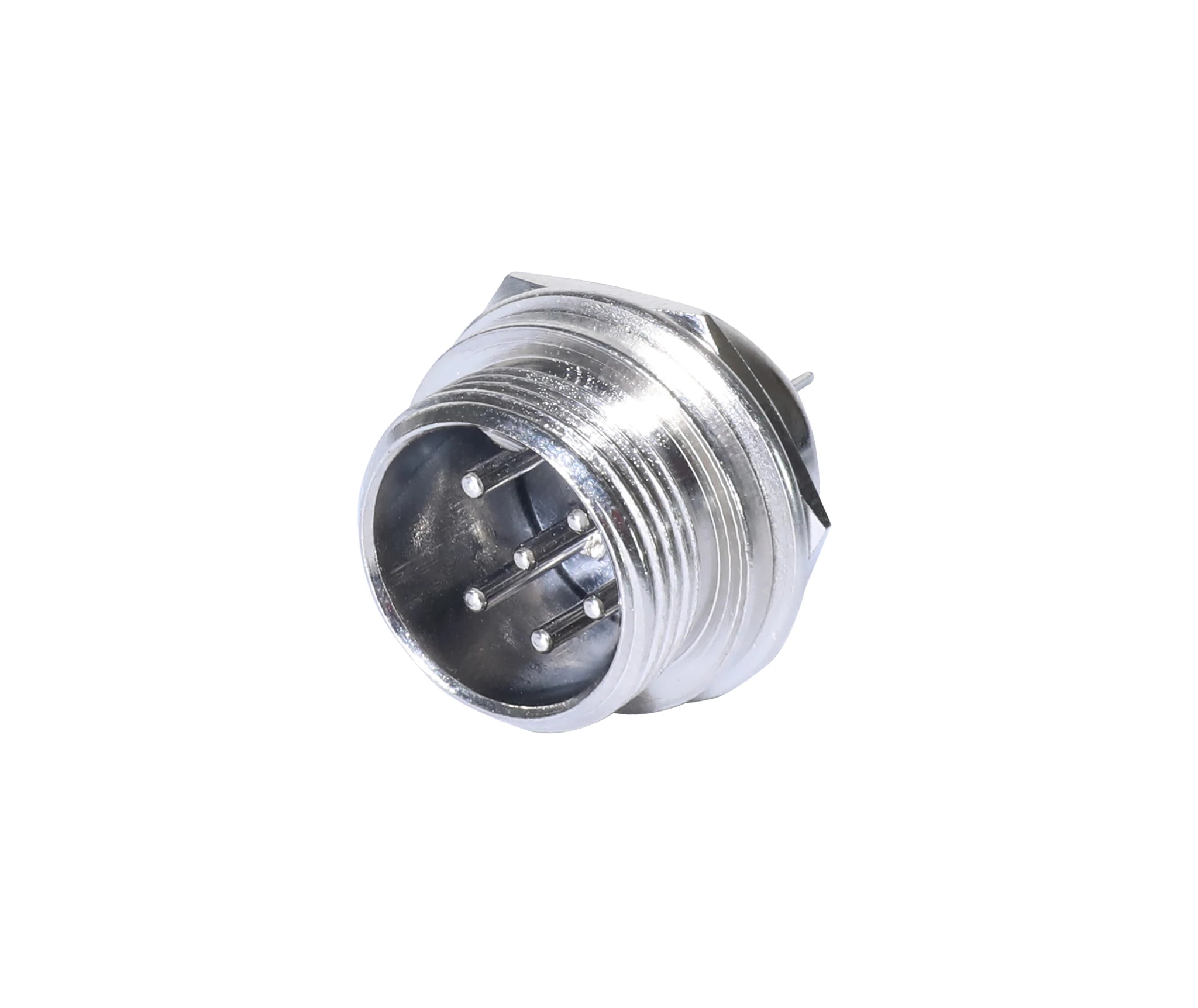 Newtide CB0710-6P 6-pole CB style male chassis connector with nickel-plated metal housing.