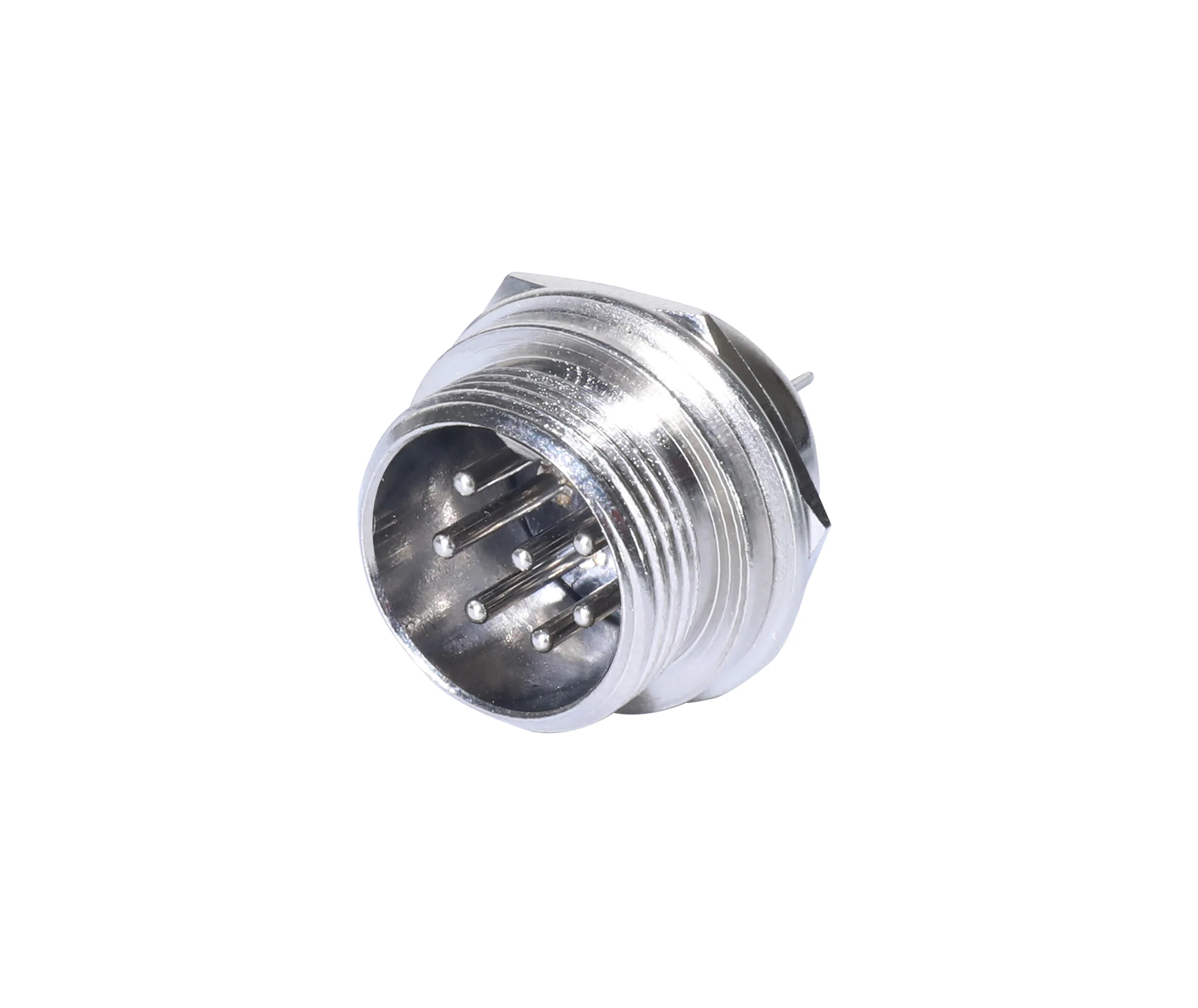 Newtide CB0710-7P 7-pole CB style male chassis connector with nickel-plated metal housing.