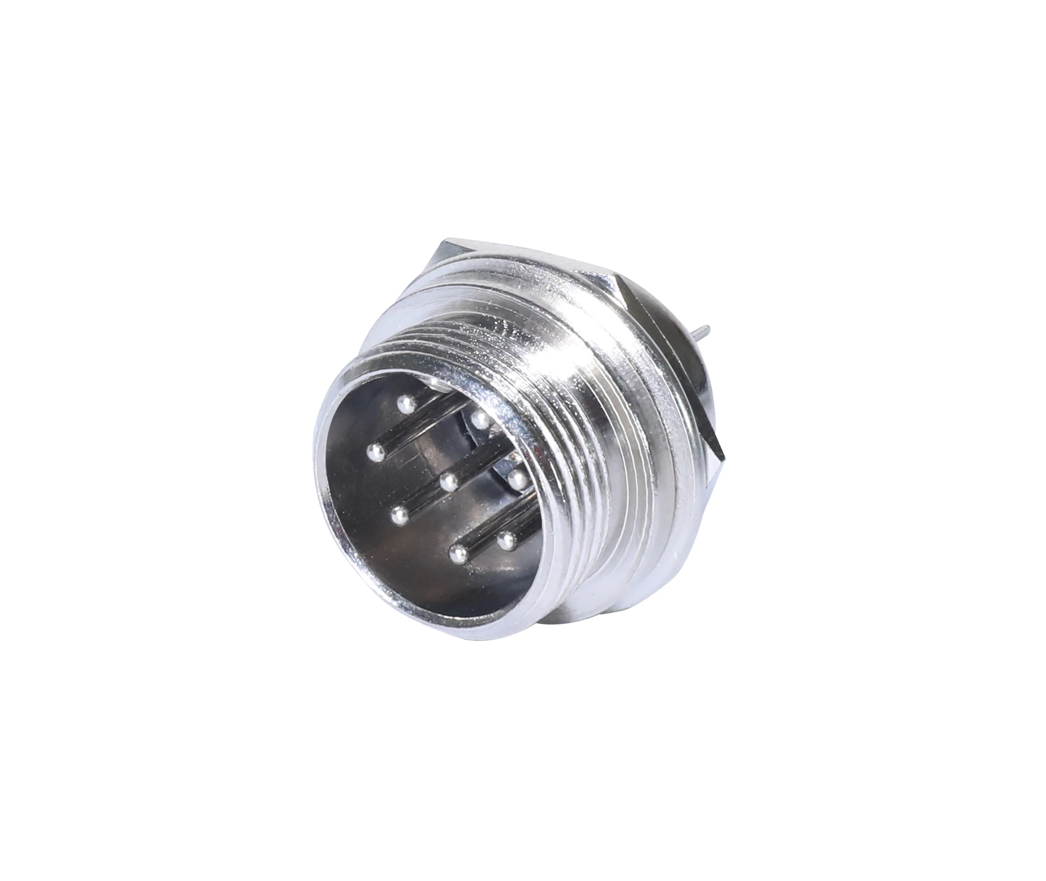 Newtide CB0710-8P 8-pole CB style male chassis connector with nickel-plated metal housing.