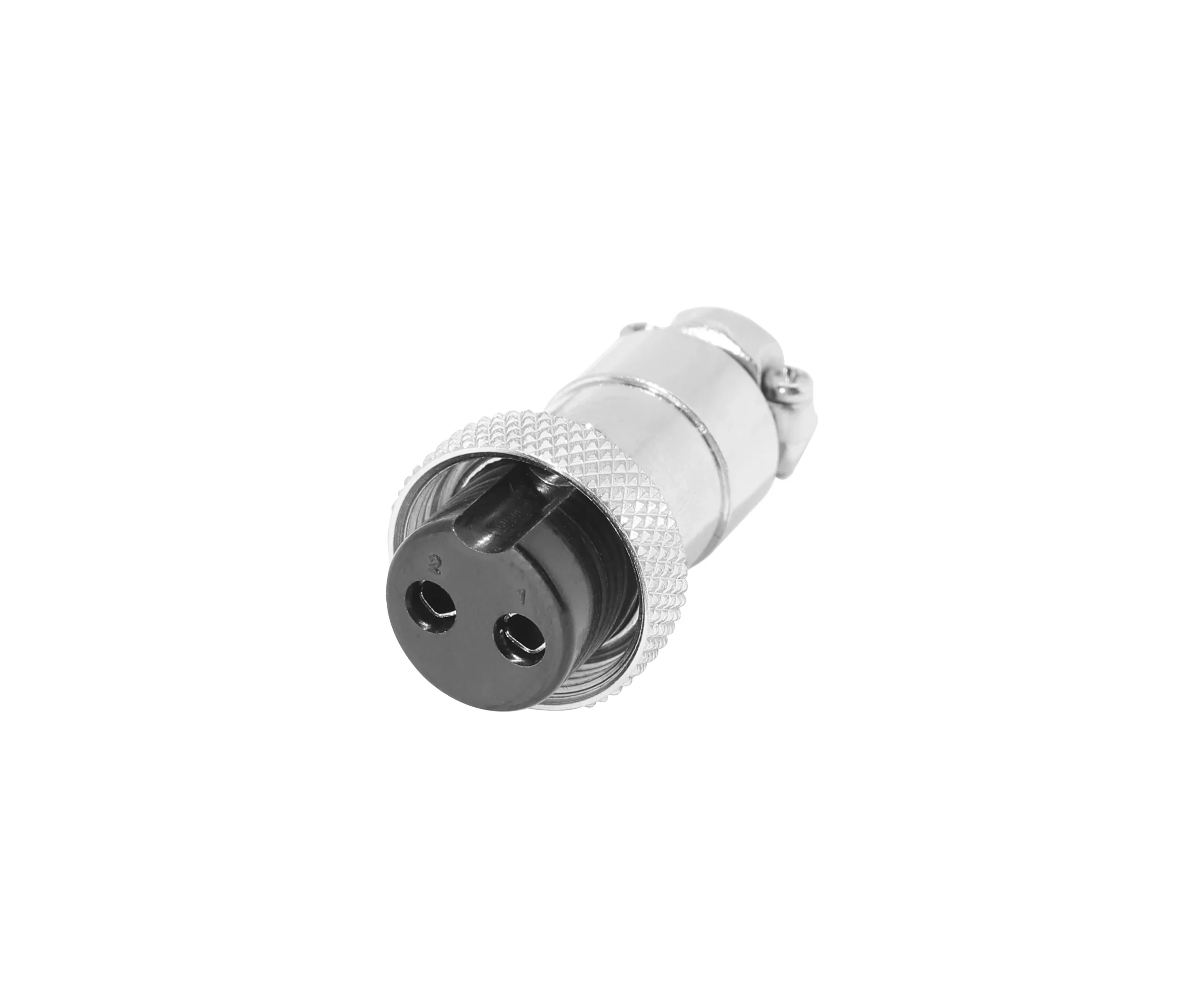 Newtide CB0720-2P 2-pole CB style female cable connector with nickel-plated metal housing.