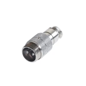 Newtide CB0730-2P 2-pole CB style male cable connector with nickel-plated metal housing.