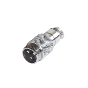 Newtide CB0730-3P 3-pole CB style male cable connector with nickel-plated metal housing.