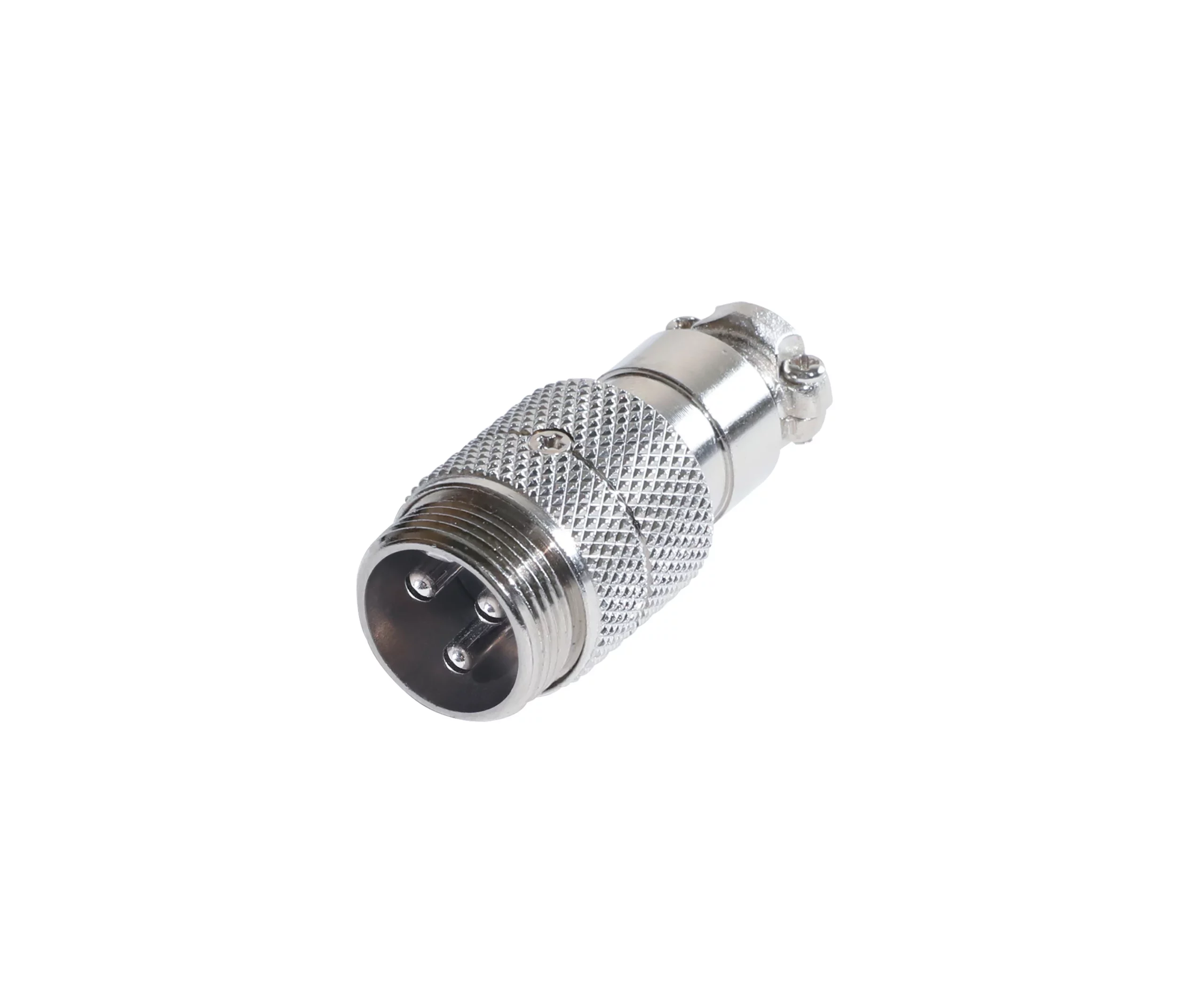 Newtide CB0730-3P 3-pole CB style male cable connector with nickel-plated metal housing.