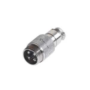 Newtide CB0730-4P 4-pole CB style male cable connector with nickel-plated metal housing.