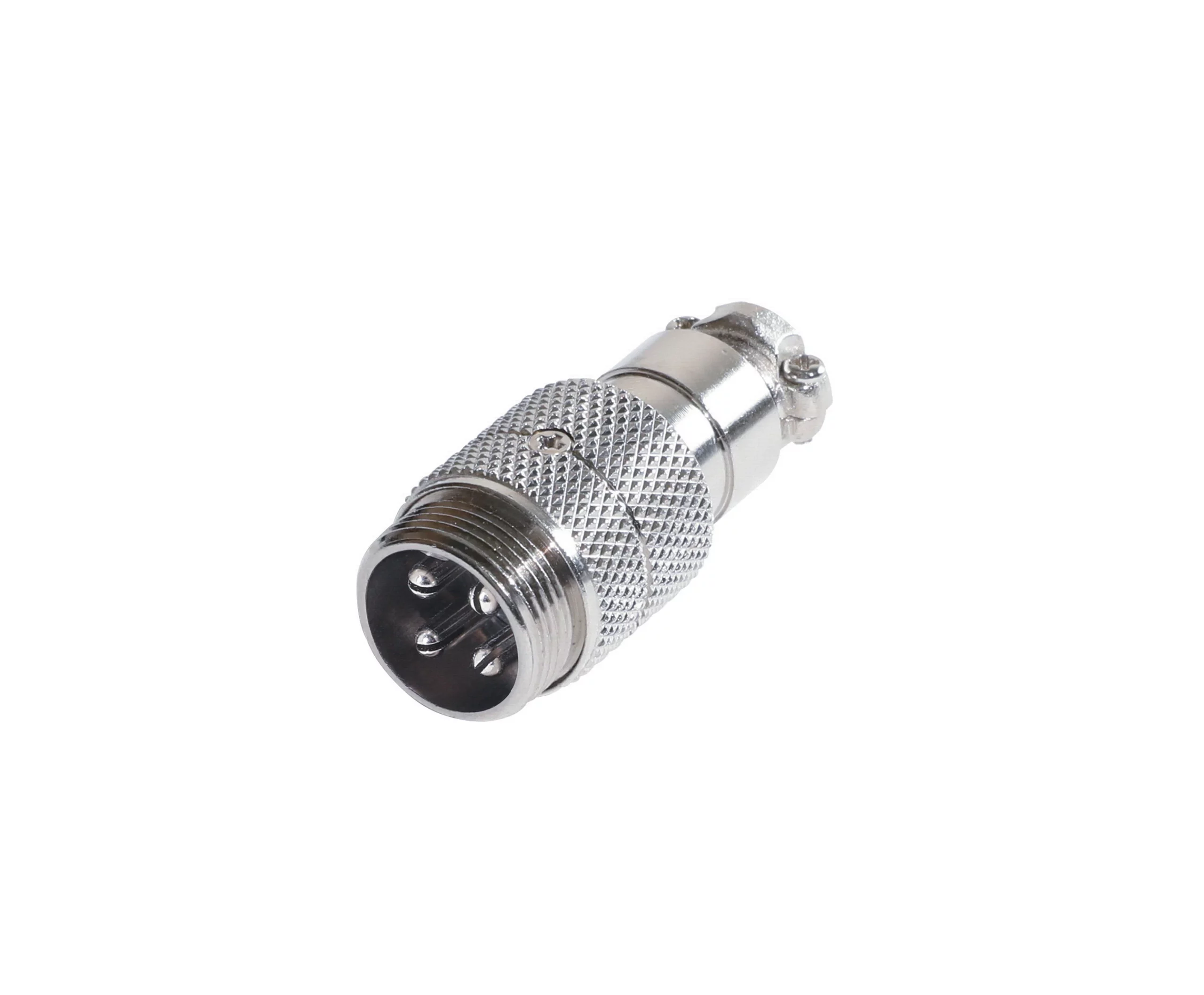 Newtide CB0730-4P 4-pole CB style male cable connector with nickel-plated metal housing.