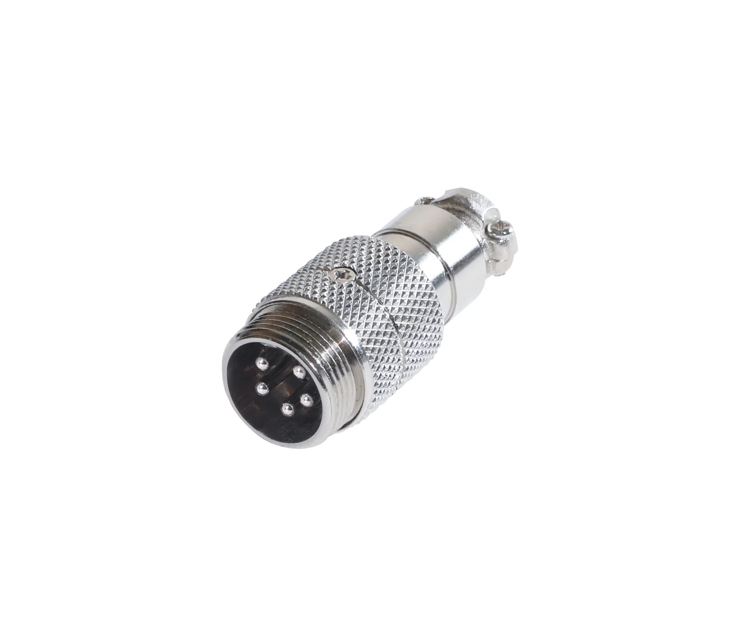 Newtide CB0730-5P 5-pole CB style male cable connector with nickel-plated metal housing.