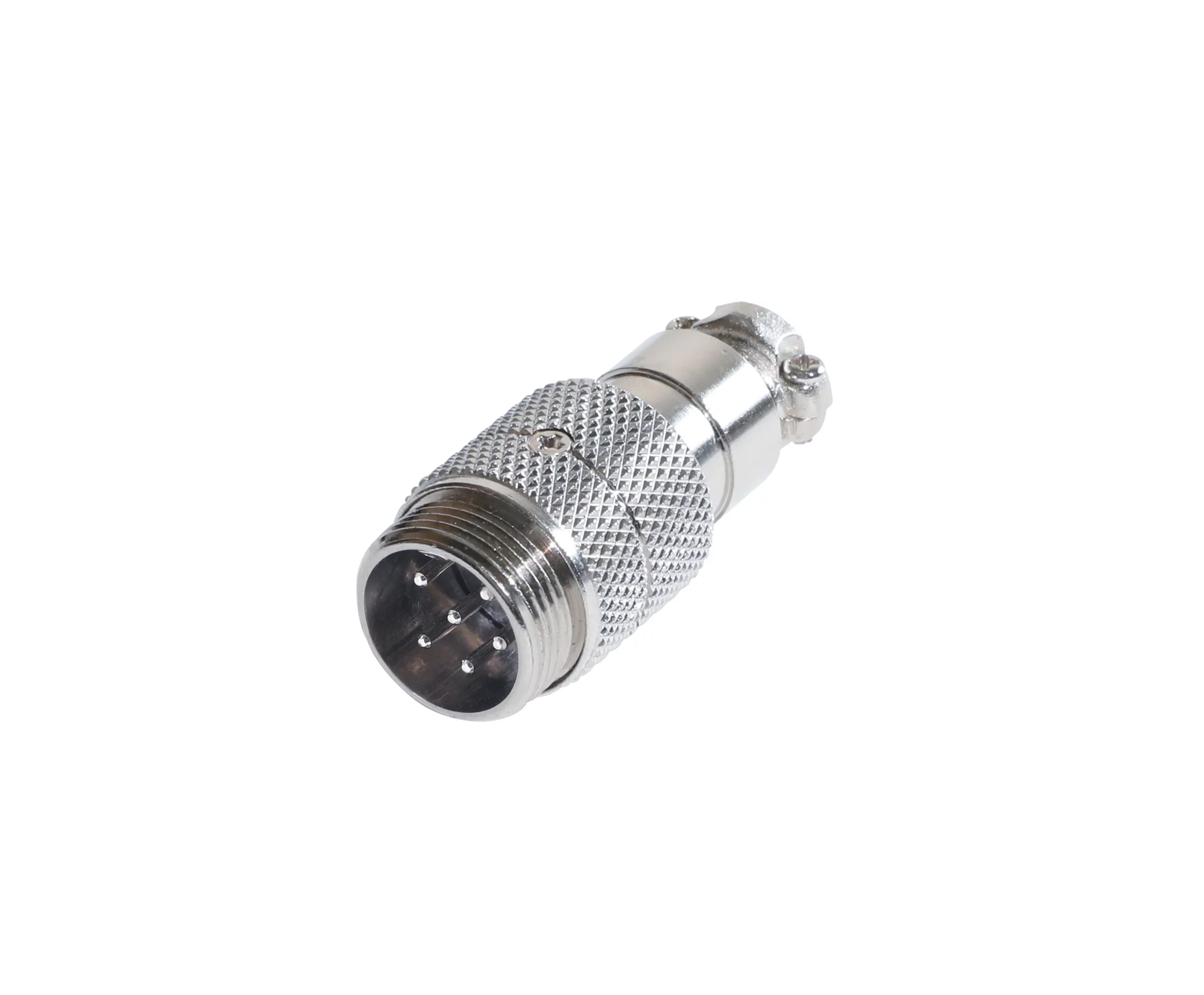 Newtide CB0730-6P 6-pole CB style male cable connector with nickel-plated metal housing.