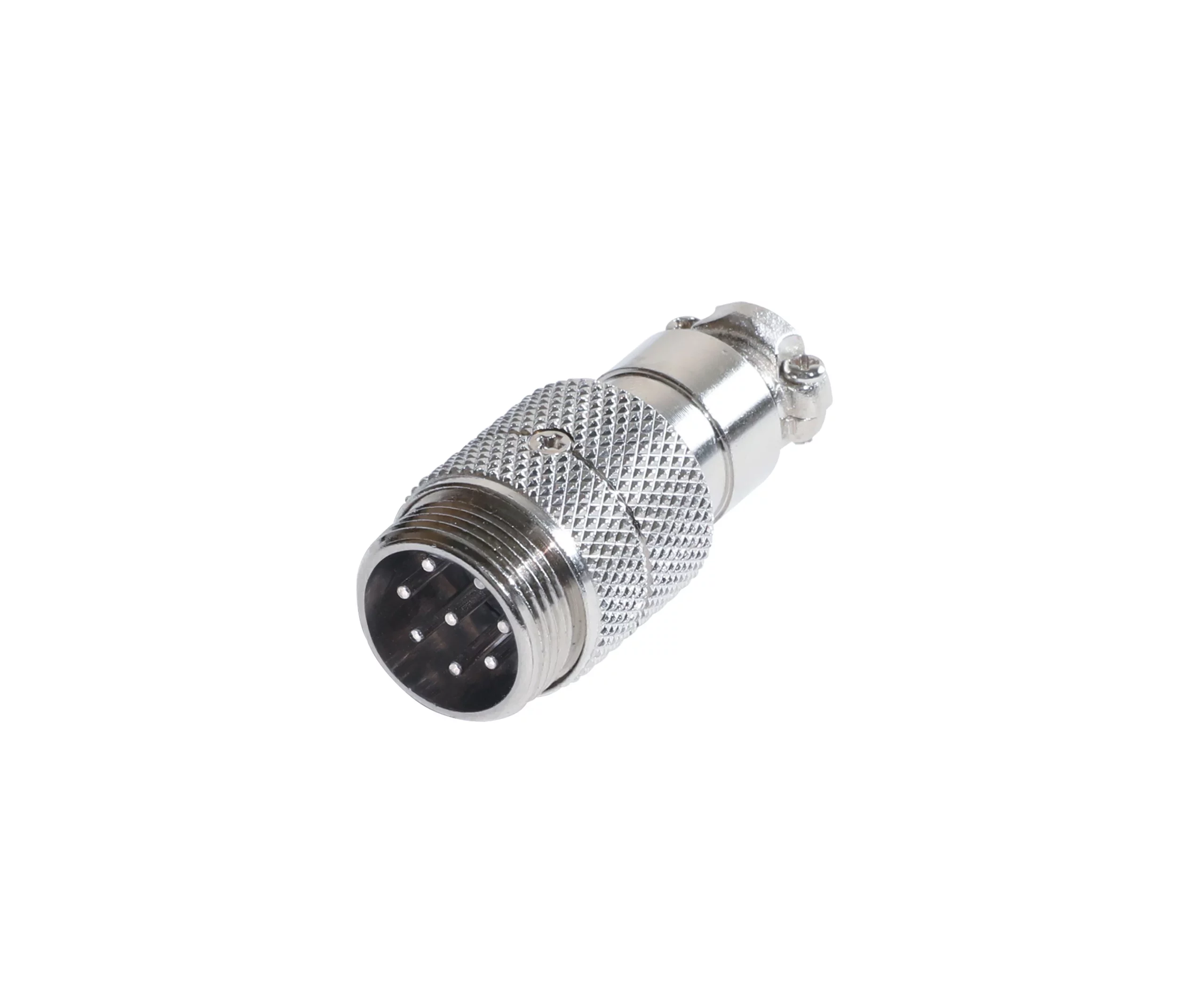 Newtide CB0730-8P 8-pole CB style male cable connector with nickel-plated metal housing.