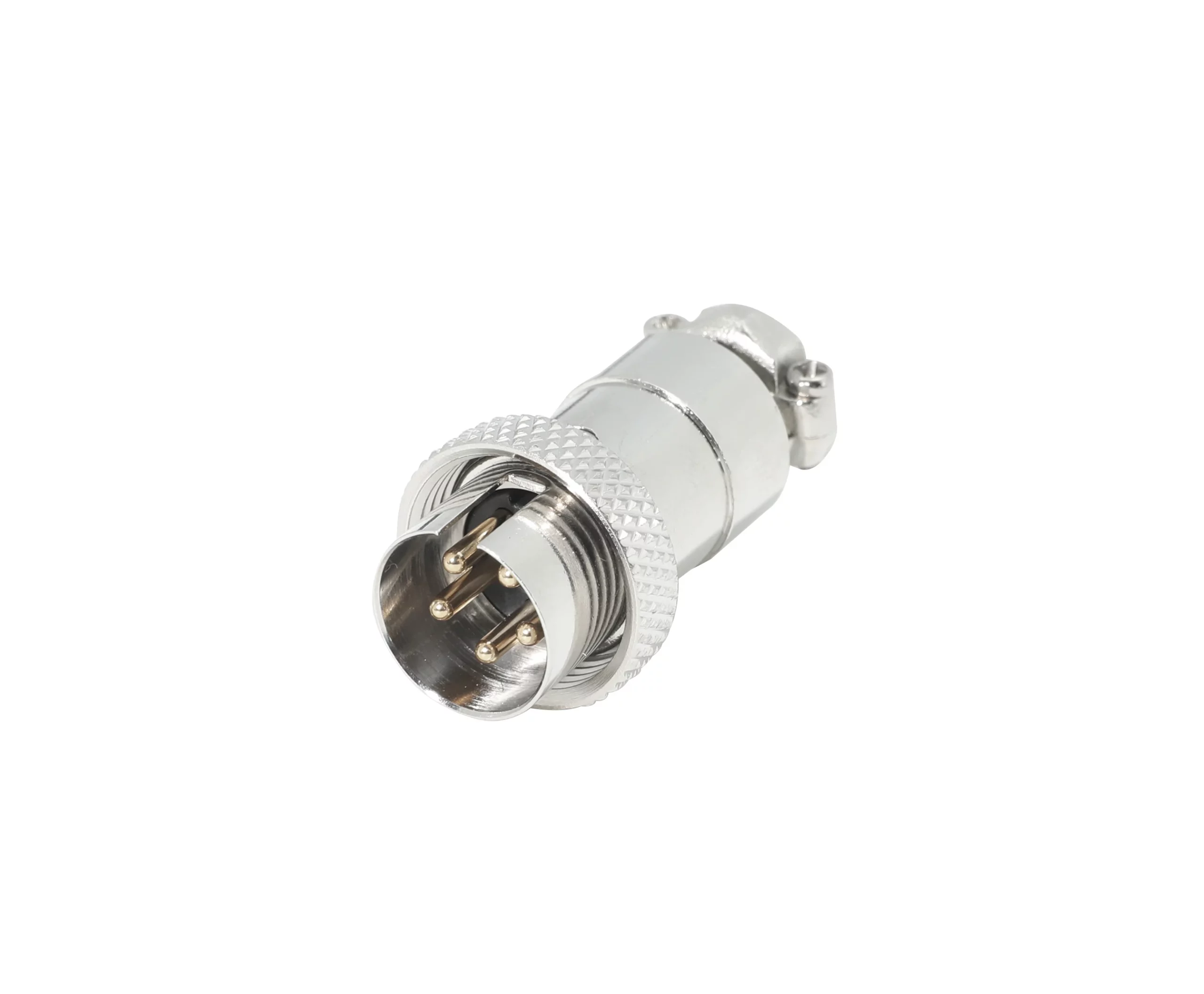 Newtide CB0750-5P 5-pole CB style male cable connector with nickel-plated metal housing.