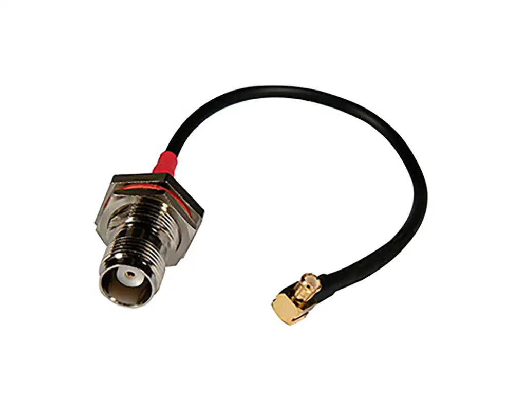 Newtide CN6803 waterproof TNC jack to right angle MCX plug RF cable assembly for RG-174 cable (L: 150mm), suitable for wireless communications and GPS.