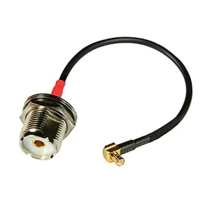 Newtide CN6805 waterproof UHF jack to right angle MCX plug RF cable assembly for RG-174 cable (L: 150mm), suitable for wireless communications and GPS.