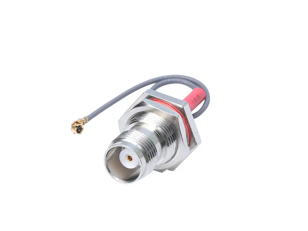 Newtide CN6806 waterproof TNC jack to I-PEX MHF plug RF cable assembly for O.D. 1.32mm cable (L: 100mm), suitable for wireless communications and GPS.