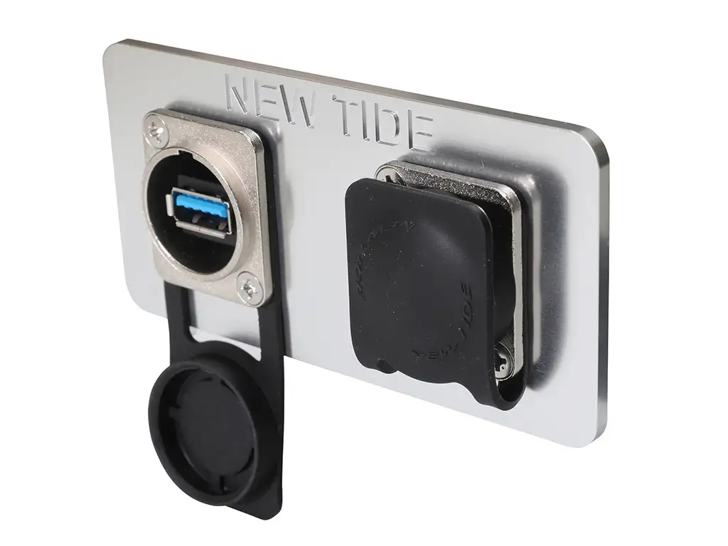 Newtide IE2210-DW rubber sealing cover for D-Type chassis connectors, dust and moisture protection.