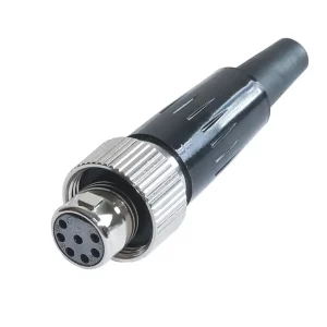 Newtide MXR5220-7P 7-pole MINI XLR female cable connector with plastic cap, sealing gasket for IP67 waterproof connection, metal shell.