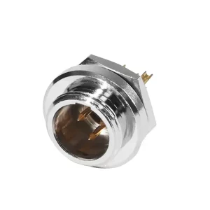 Newtide MXR5230-3P 3-pole MINI XLR male chassis connector (panel mount) with gold contacts, sealing gasket for IP67 waterproof connection, metal shell.