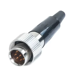 Newtide MXR5270-7P 7-pole MINI XLR male cable connector with plastic cap, sealing gasket for IP67 waterproof connection, metal shell.