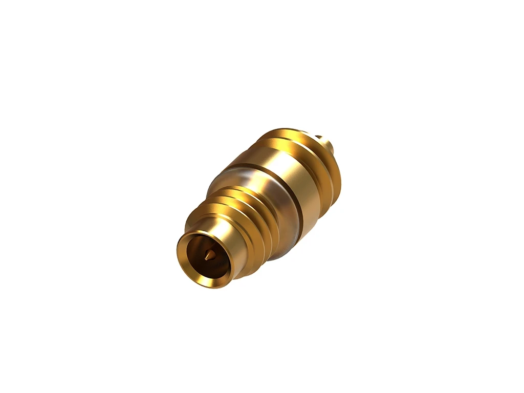 Newtide MXR5611 M3 threaded coaxial (1-pole) male miniature audio connector with sweat-proof seal, gold housing and contacts for headset microphones.