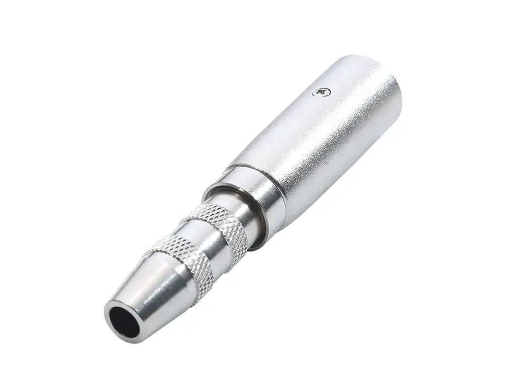 Newtide NA0604-3P 3-pole XLR male to 1/4" (6.3mm) stereo phone jack audio adaptor, with metal shell.