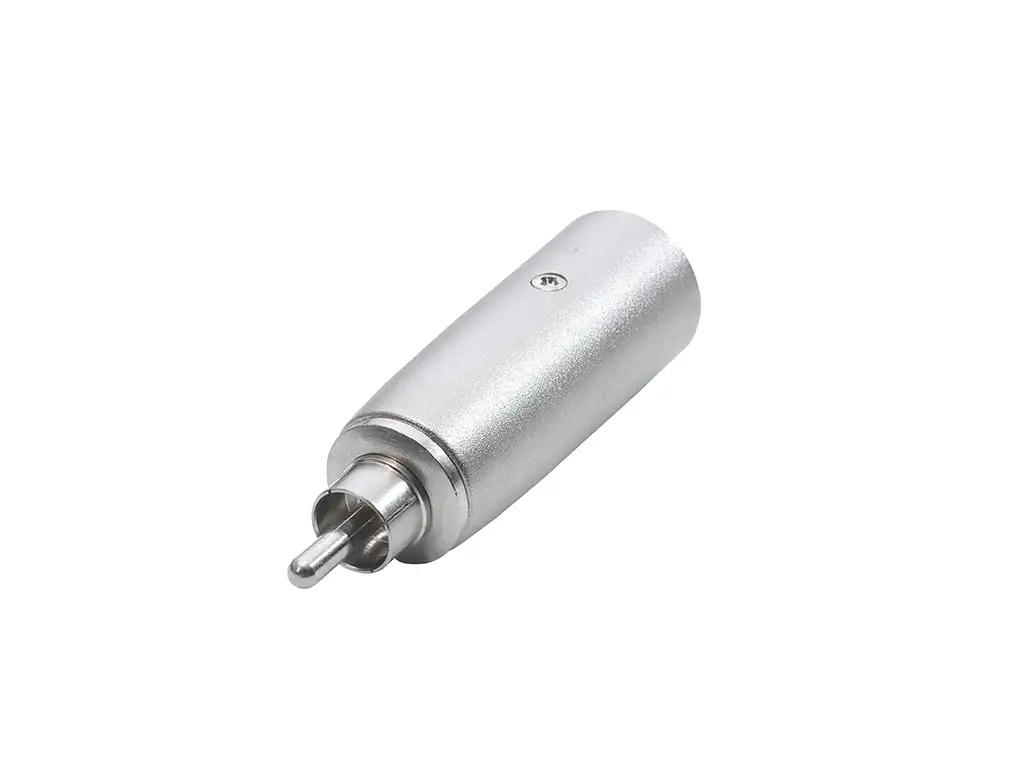Newtide NA0609-3P 3-pole XLR male to RCA plug audio adaptor, with metal shell.