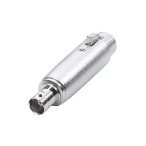 Newtide NA0614-3P 3-pole XLR female to BNC jack audio adaptor with locking latch, metal shell.