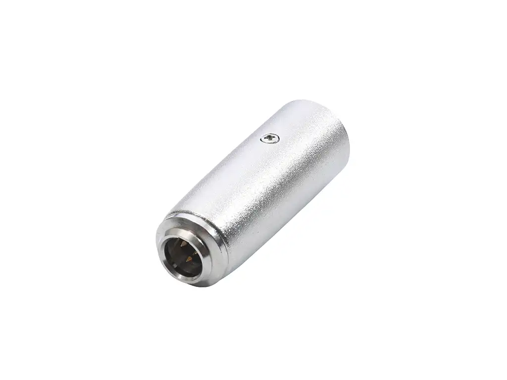 Newtide NA0621-3P 3-pole XLR male to 3-pole MINI XLR male audio adaptor with locking latch, metal shell.