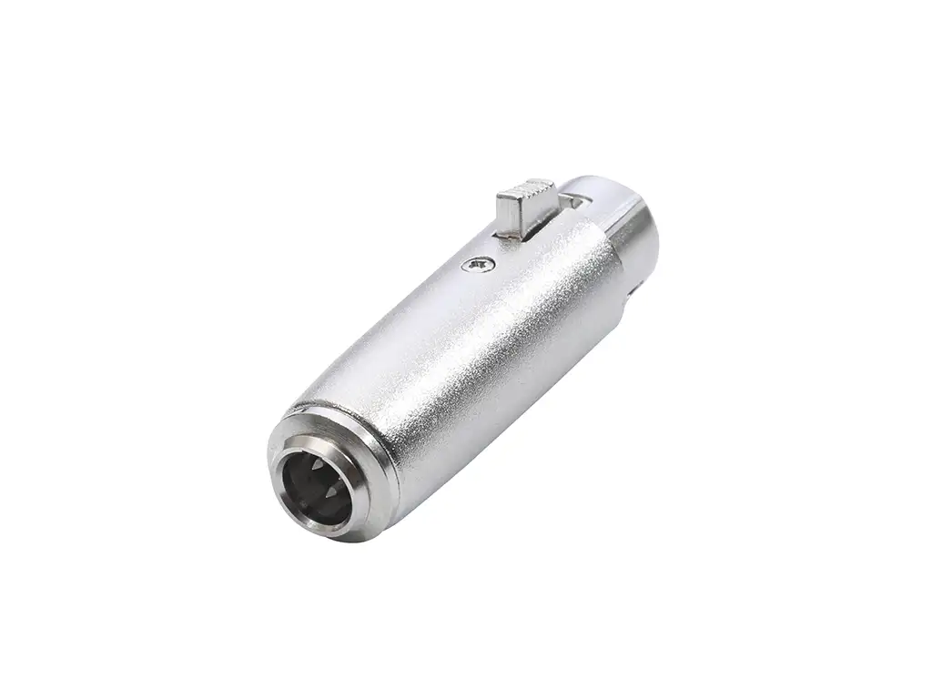 Newtide NA0622-3P 3-pole XLR female to 3-pole MINI XLR male audio adaptor with locking latch, metal shell.