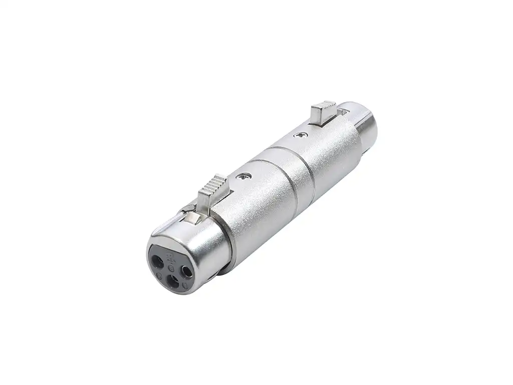 Newtide NA1110 XLR female to XLR female audio adaptor (supports 3-pole to 7-pole) with locking latch, metal shell.