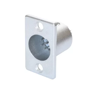 Newtide XR1080-7P 7-pole XLR male chassis connector with nickel-plated D-shape metal housing.