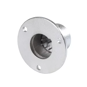 Newtide XR1081-7P 7-pole XLR male chassis connector with nickel-plated round traditional style metal housing.