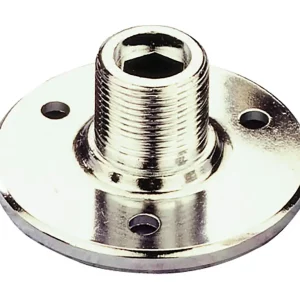 Newtide XR0032 nickel-plated metal microphone base mount component with flange.
