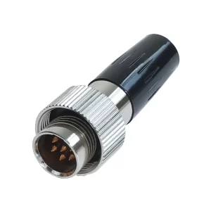 Newtide MXR5271-6P 6-pole MINI XLR male cable connector with plastic cap, sealing gasket for IP67 waterproof connection, metal shell.