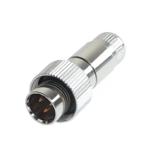 Newtide MXR5272-3P 3-pole MINI XLR male cable connector with nickel metal cap, sealing gasket for IP67 waterproof connection, metal shell.