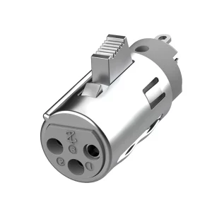 Newtide XR1052-N-3P 3-pole XLR female insert module with nickel contacts and locking latch.