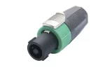 Newtide SP0905-2P 2-pole speakerON cable connector with chuck type strain relief, secure metal locking system, and solder termination.